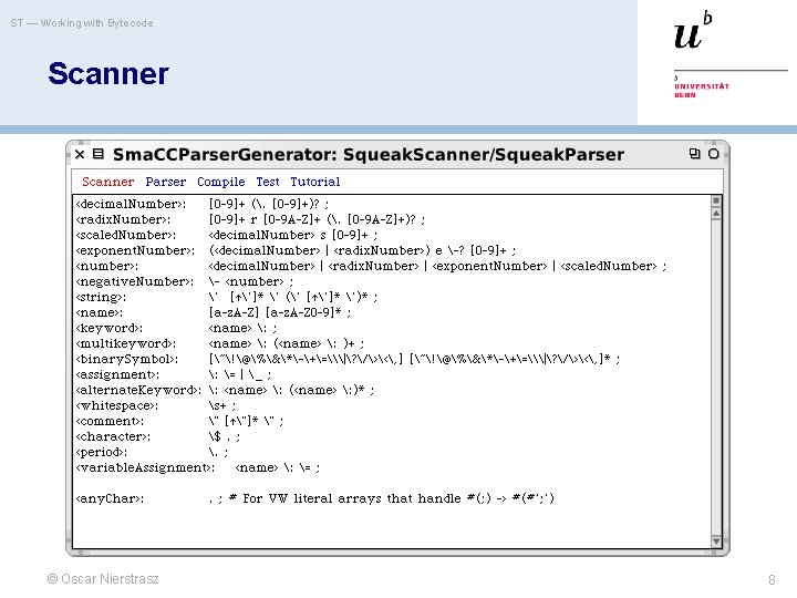 ST — Working with Bytecode Scanner © Oscar Nierstrasz 8 