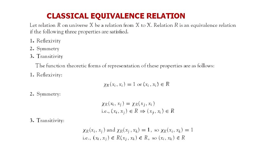 CLASSICAL EQUIVALENCE RELATION 