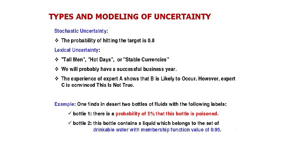 TYPES AND MODELING OF UNCERTAINTY 