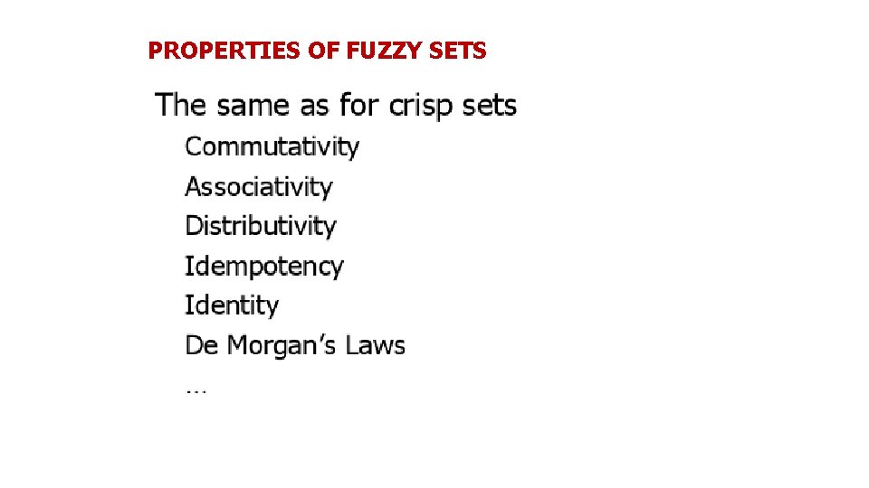 PROPERTIES OF FUZZY SETS 