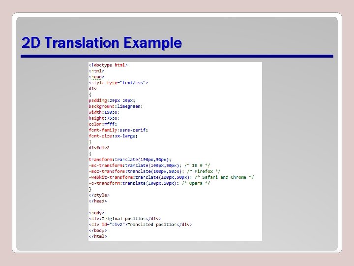 2 D Translation Example 2 D Translation Example