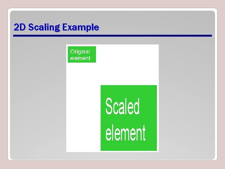 2 D Scaling Example 2 D Scaling Example
