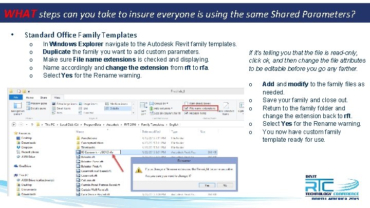 WHAT steps can you take to insure everyone is using the same Shared Parameters?