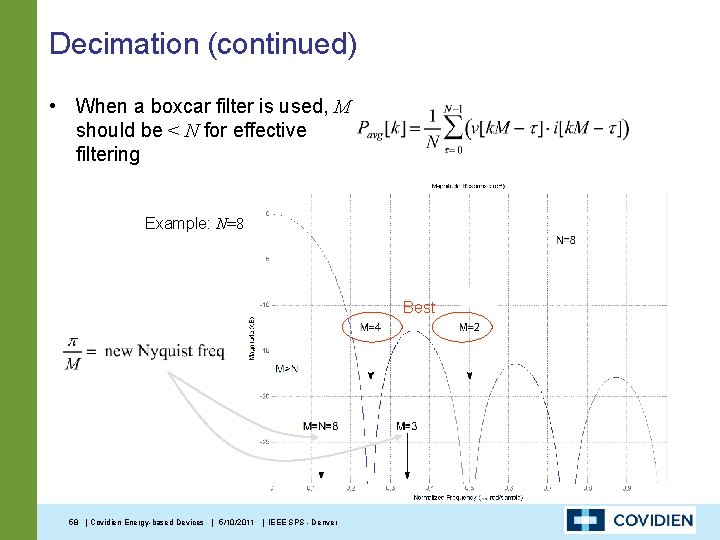 Decimation (continued) • When a boxcar filter is used, M should be < N