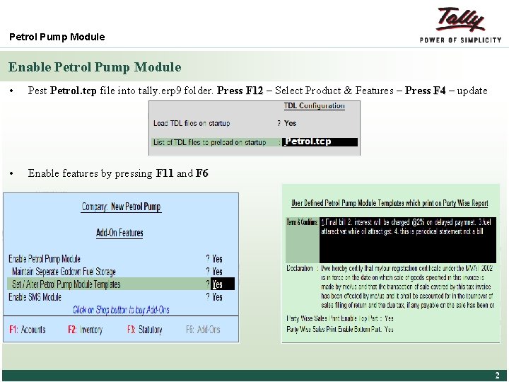 Petrol Pump Module Enable Petrol Pump Module • Pest Petrol. tcp file into tally.