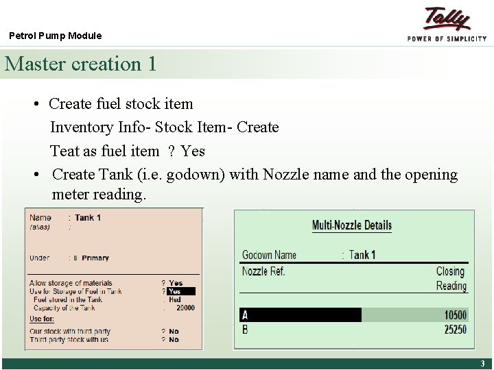 Petrol Pump Module Master creation 1 • Create fuel stock item Inventory Info- Stock