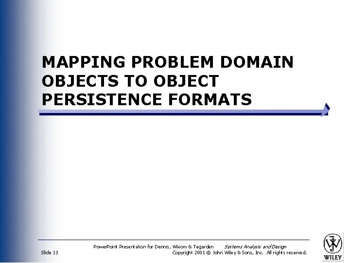 MAPPING PROBLEM DOMAIN OBJECTS TO OBJECT PERSISTENCE FORMATS Slide 13 Power. Point Presentation for