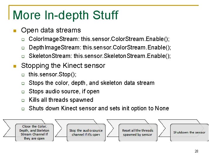 More In-depth Stuff n Open data streams q q q n Color. Image. Stream: