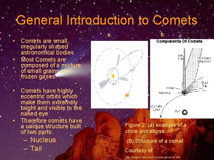 General Introduction to Comets • Comets are small, irregularly shaped astronomical bodies • Most