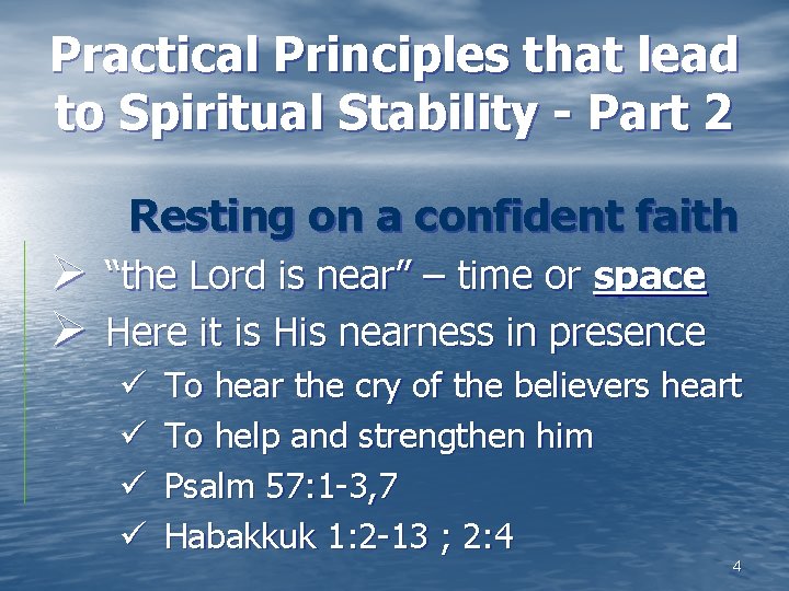 Practical Principles that lead to Spiritual Stability - Part 2 Resting on a confident