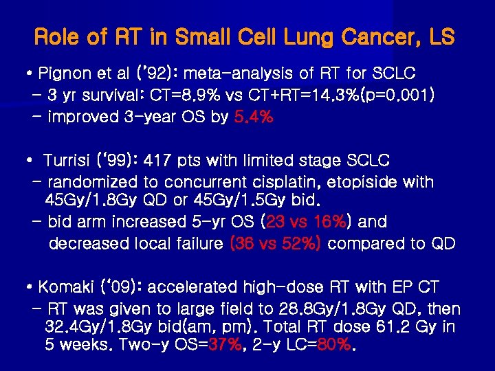 Role of RT in Small Cell Lung Cancer, LS • Pignon et al (’
