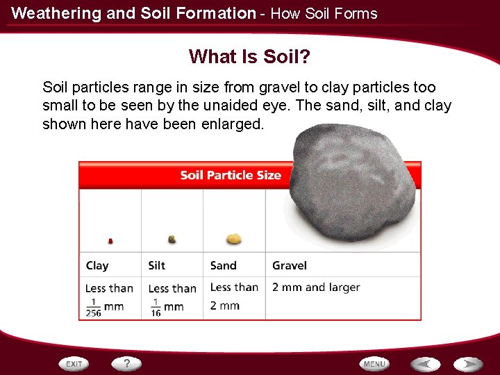 Weathering and Soil Formation - How Soil Forms What Is Soil? Soil particles range