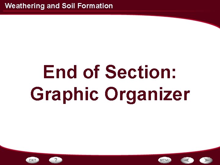 Weathering and Soil Formation End of Section: Graphic Organizer 