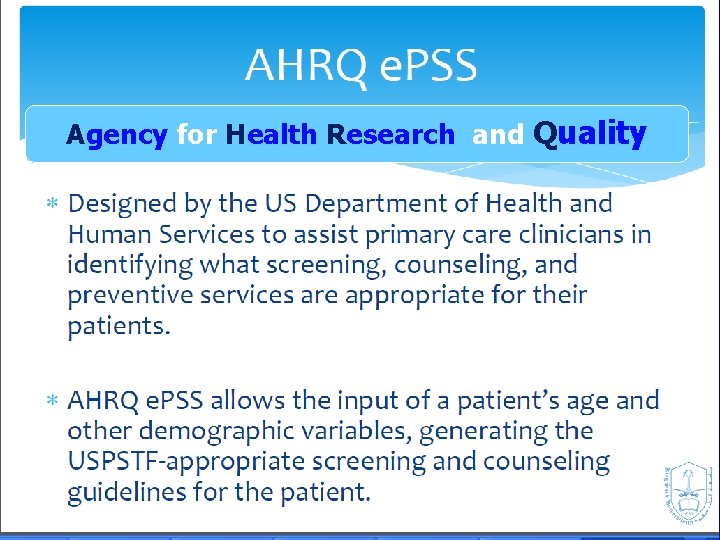 Agency for Health Research and Quality 