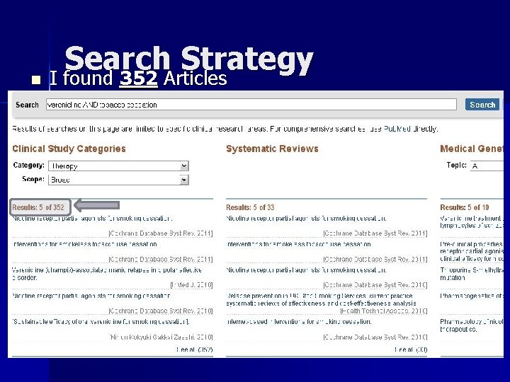 Search Strategy n I found 352 Articles 