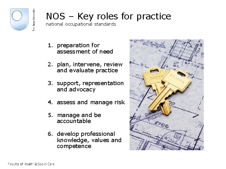 NOS – Key roles for practice national occupational standards 1. preparation for assessment of