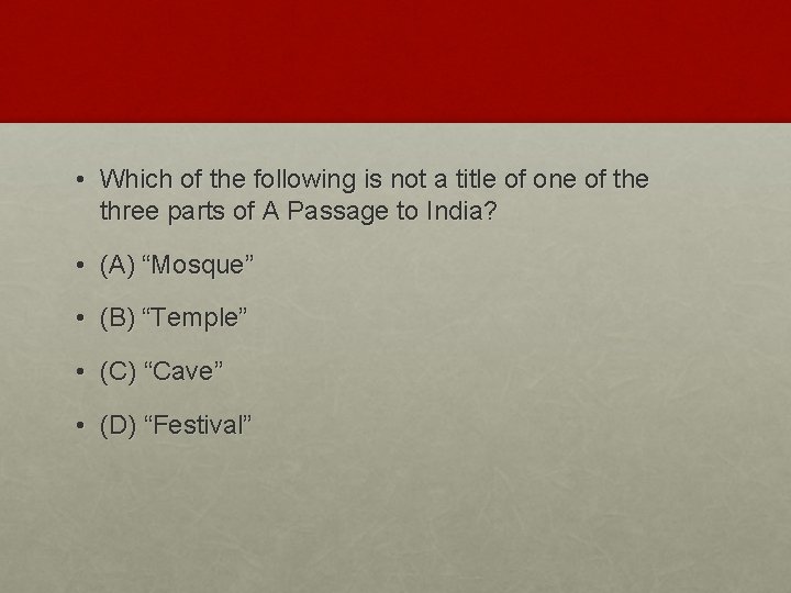  • Which of the following is not a title of one of the