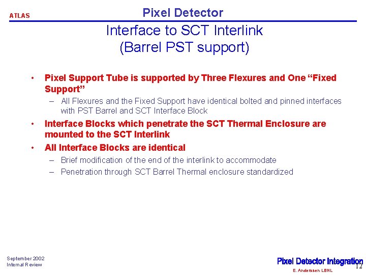 Pixel Detector ATLAS Interface to SCT Interlink (Barrel PST support) • Pixel Support Tube