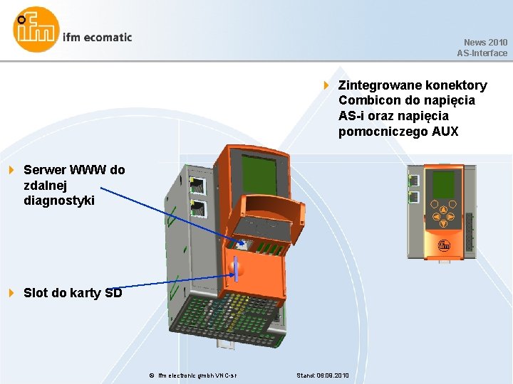 News 2010 AS-Interface 4 Zintegrowane konektory Combicon do napięcia AS-i oraz napięcia pomocniczego AUX