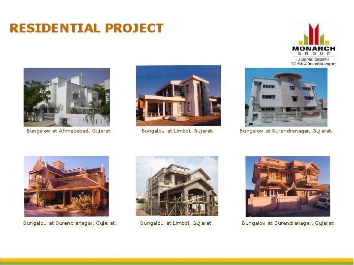 RESIDENTIAL PROJECT Bungalow at Ahmedabad, Gujarat. Bungalow at Surendranagar, Gujarat. Bungalow at Limbdi, Gujarat