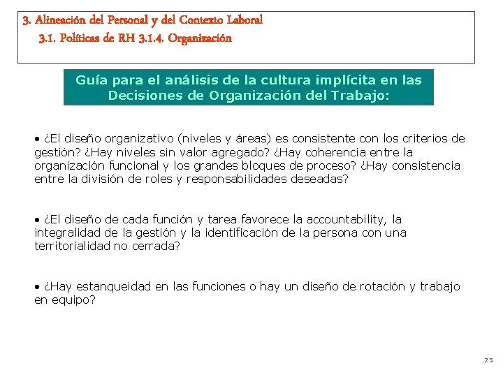 3. Alineación del Personal y del Contexto Laboral 3. 1. Políticas de RH 3.