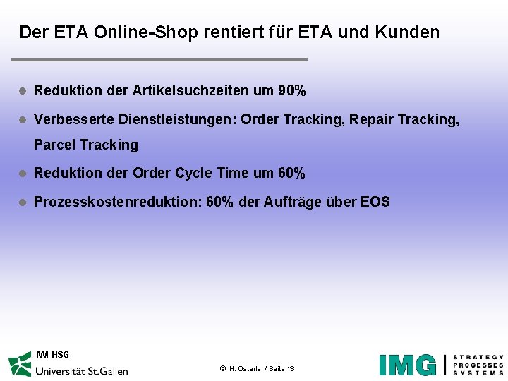 Der ETA Online-Shop rentiert für ETA und Kunden l Reduktion der Artikelsuchzeiten um 90%