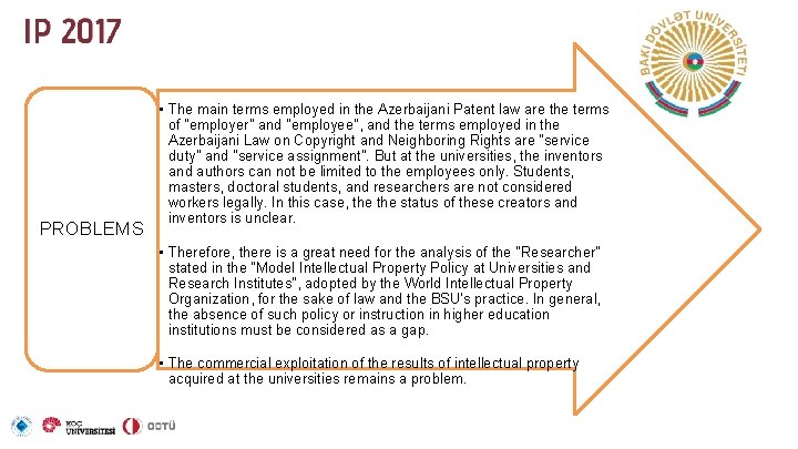  PROBLEMS • The main terms employed in the Azerbaijani Patent law are the