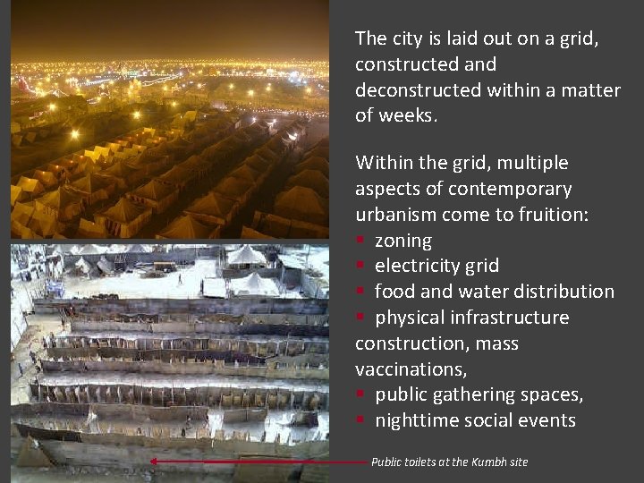 The city is laid out on a grid, constructed and deconstructed within a matter