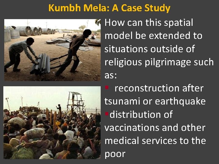 Kumbh Mela: A Case Study How can this spatial model be extended to situations