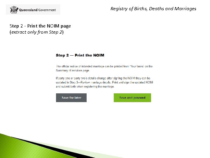 Registry of Births, Deaths and Marriages Step 2 - Print the NOIM page (extract