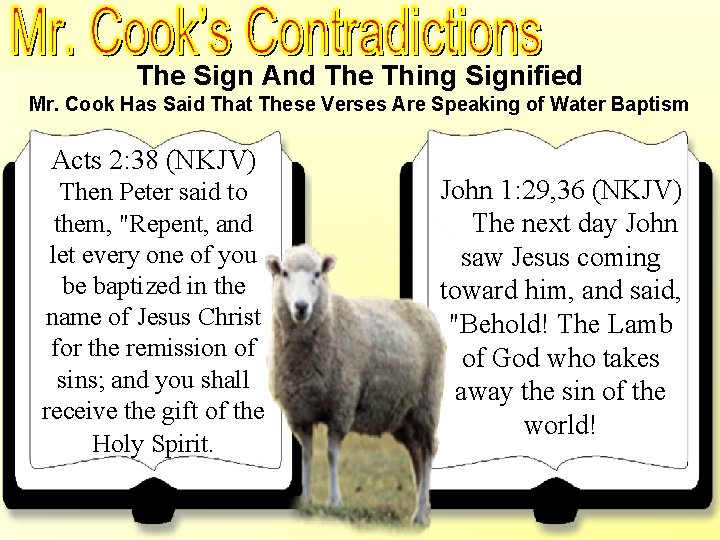 Baptism Just A Sign -John 1: 29 The Sign And The Thing Signified Mr.