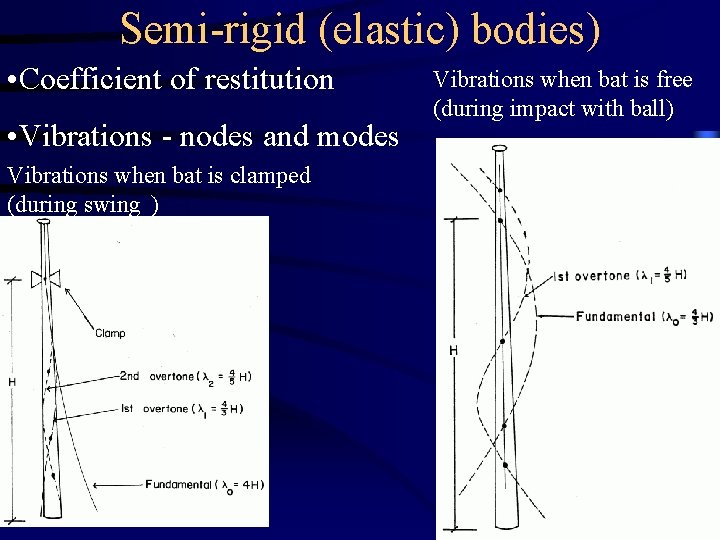 Semi-rigid (elastic) bodies) • Coefficient of restitution • Vibrations - nodes and modes Vibrations