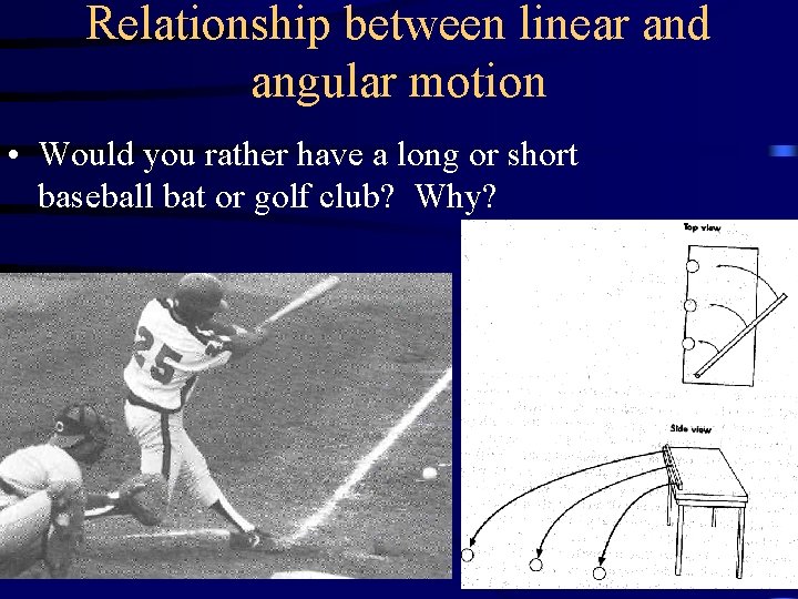 Relationship between linear and angular motion • Would you rather have a long or