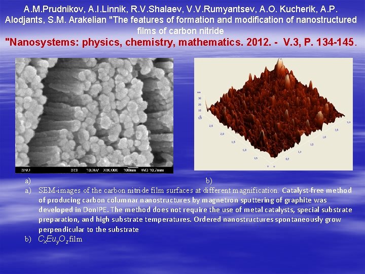 A. M. Prudnikov, A. I. Linnik, R. V. Shalaev, V. V. Rumyantsev, A. O.