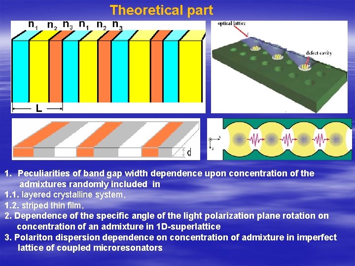 Theoretical part 1. Peculiarities of band gap width dependence upon concentration of the admixtures