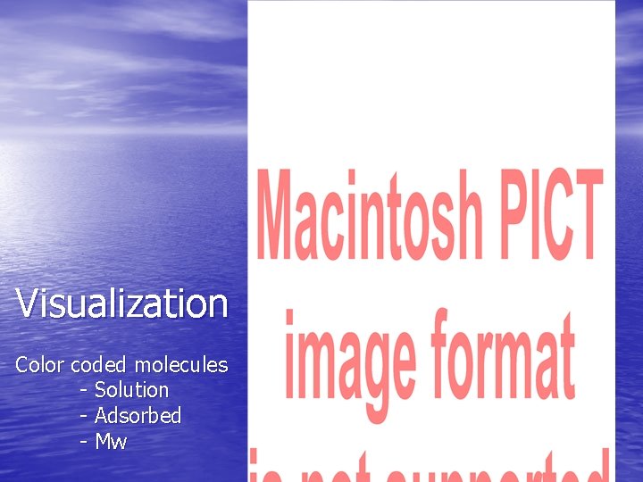 Visualization Color coded molecules - Solution - Adsorbed - Mw 