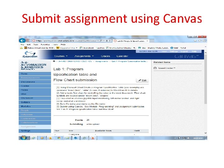 Submit assignment using Canvas 