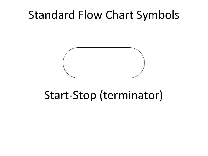 Standard Flow Chart Symbols Start-Stop (terminator) 