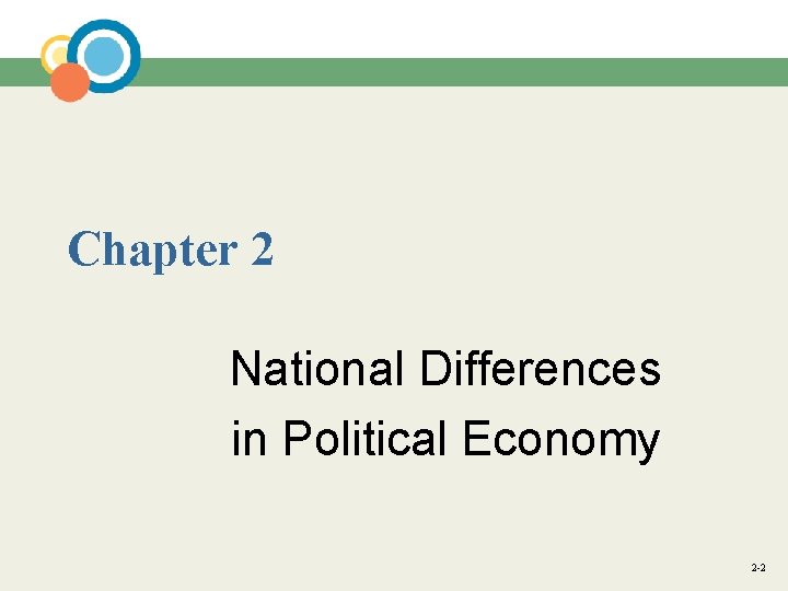 Chapter 2 National Differences in Political Economy 2 -2 