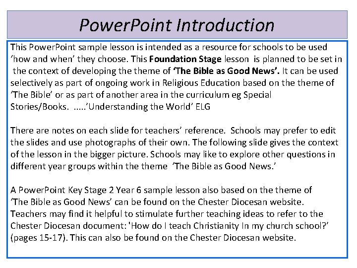 Power. Point Introduction This Power. Point sample lesson is intended as a resource for