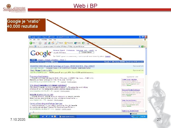 Web i BP Google je “vratio” 40, 000 rezultata 7. 10. 2020. 27 