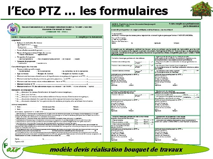 l’Eco PTZ … les formulaires modèle devis réalisation bouquet de travaux 