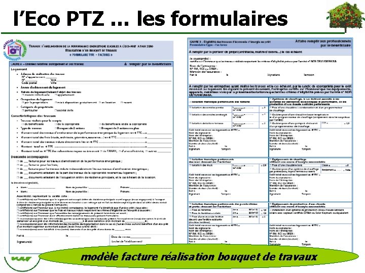  l’Eco PTZ … les formulaires modèle facture réalisation bouquet de travaux 