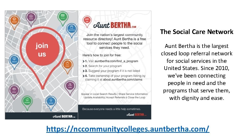 The Social Care Network Aunt Bertha is the largest closed loop referral network for