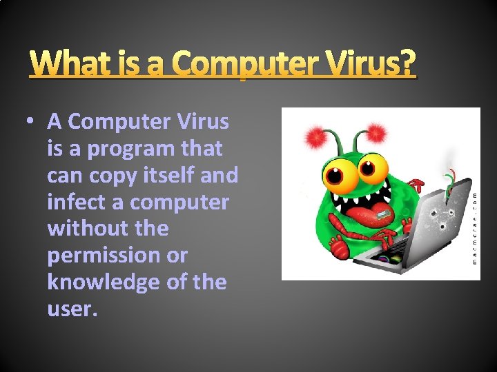 What is a Computer Virus? • A Computer Virus is a program that can