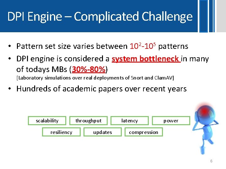 DPI Engine – Complicated Challenge • Pattern set size varies between 102 -105 patterns