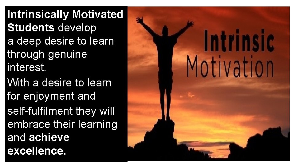 Intrinsically Motivated Students develop a deep desire to learn through genuine interest. With a