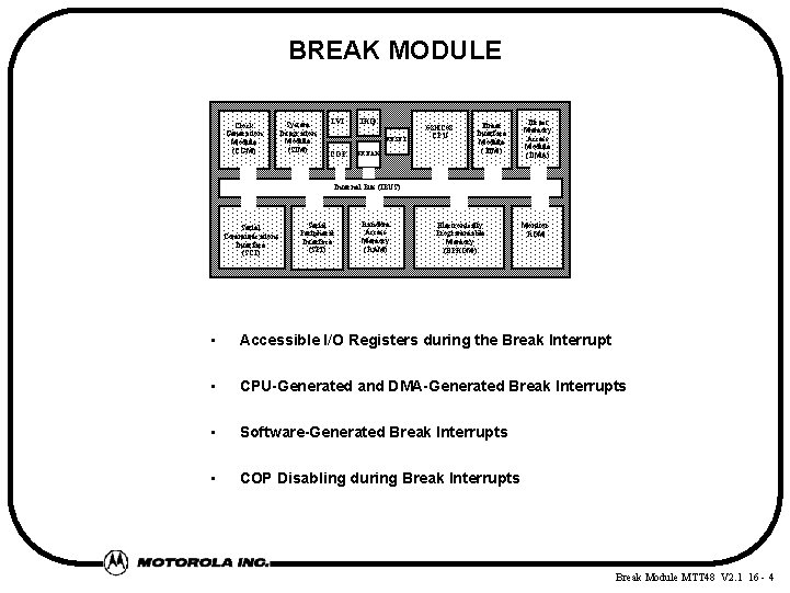 BREAK MODULE Clock Generation Module (CGM) System Integration Module (SIM) LVI IRQ COP BREAK