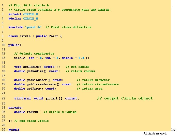 1 2 3 4 // Fig. 10. 9: circle. h // Circle class contains