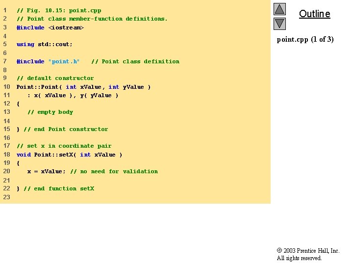 1 2 3 // Fig. 10. 15: point. cpp // Point class member-function definitions.